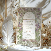 Lilac Wedding Invitations Art Nouveau by Mucha Einladung