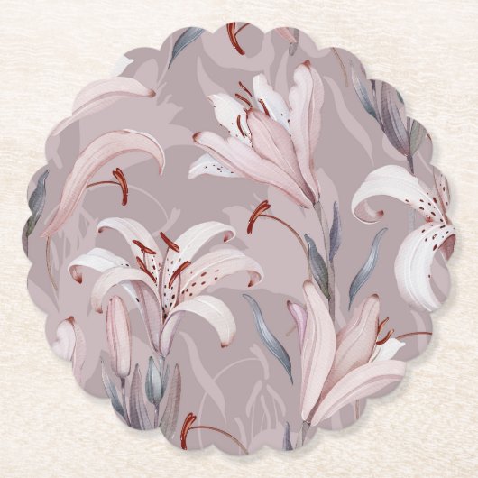 Lilac Wedding Paper Untersetzer mit White Lilies (Vorderseite)