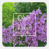 Lilac Wedding Quadratischer Aufkleber (Vorderseite)
