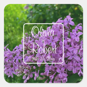 Lilac Wedding Quadratischer Aufkleber