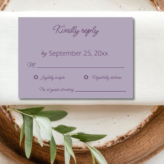 Lilac Wedding RSVP Card Dankeskarte