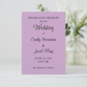 Lilac Wedding Save the Date Card (Stehend Vorderseite)