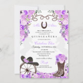 Lilac Western Charra Ranchero Quinceanera Einladung (Vorderseite)