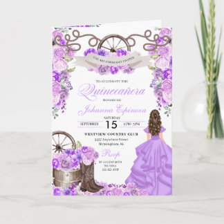 Lilac Western Charro Bi-Fold Quinceanera Einladung