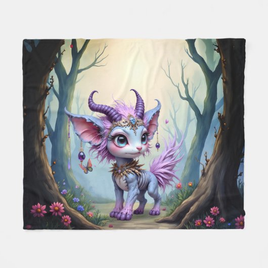 Lilac Whisper – Enchanteter Waldhüter. Fleecedecke (Vorderseite (Horizontal))