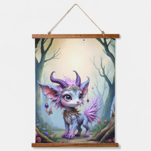 Lilac Whisper – Enchanteter Waldhüter. Wandteppich Mit Holzrahmen
