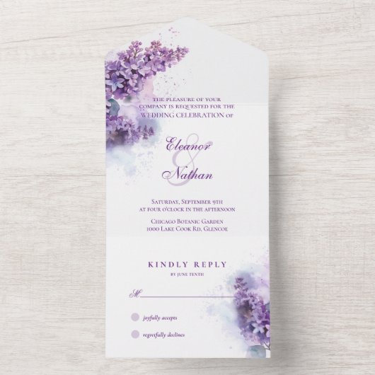Lilac Whisper Spring Summer Wedding All In One Einladung (Innen Boden)