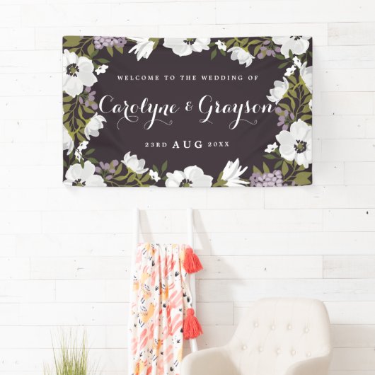 Lilac & White Anemone Blooms Wedding Banner (Insitu)