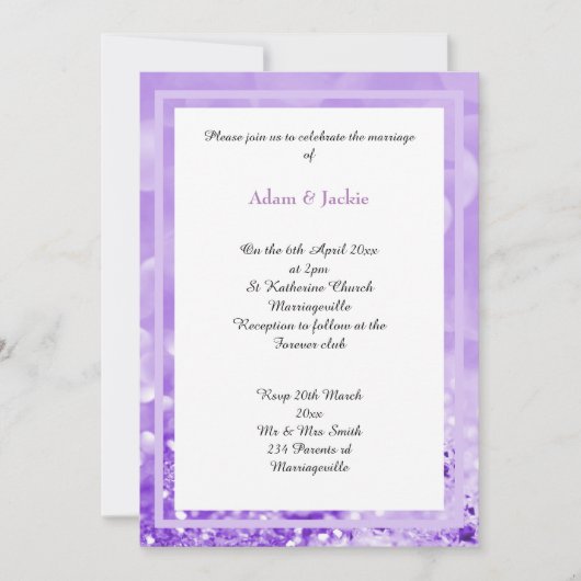 LILAC WHITE LAYER BOKEH PRINT WEDING INVITATION EINLADUNG (Vorderseite)
