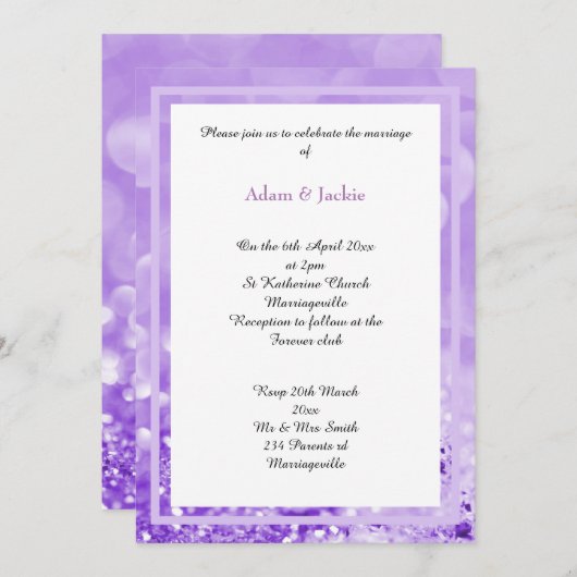 LILAC WHITE LAYER BOKEH PRINT WEDING INVITATION EINLADUNG (Vorne/Hinten)