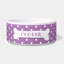 Lilac White Polka Dots Dog Bone Personalisiert Dog