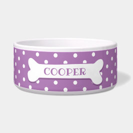 Lilac White Polka Dots Dog Bone Personalisiert Dog Napf