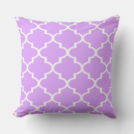 Lilac White Quatrefoil Lattice Kissen