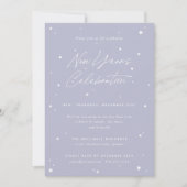 Lilac+White Script Scattered Stars New Year Party Einladung (Vorderseite)