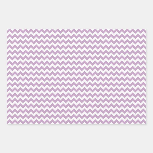 Lilac & White Stripes Polka Dot Zickzack Muster Geschenkpapier Set (Vorderseite 3)