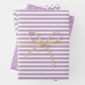 Lilac & White Stripes Polka Dot Zickzack Muster Geschenkpapier Set (Beispiel)