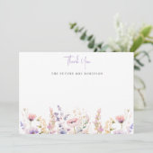 Lilac Wild Blume Brautparty Dankeskarte (Stehend Vorderseite)