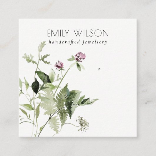 Lilac Wild Floral Fern Bunch Stuhl Earring Display Quadratische Visitenkarte (Vorderseite)