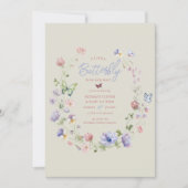 Lilac Wildblume Butterfly Baby Dusche Einladung (Vorderseite)