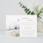 Lilac Wildblume Butterfly Field Hochzeitsempfang Begleitkarte (Stehend Vorderseite)