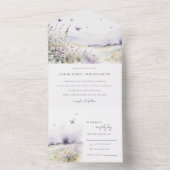 Lilac Wildblume Butterfly Field Landscape Wedding All In One Einladung (Innen Boden)