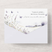 Lilac Wildblume Butterfly Field Landscape Wedding All In One Einladung (Rückseite)