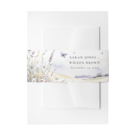 Lilac Wildblume Butterfly Field Landscape Wedding Einladungsbanderole