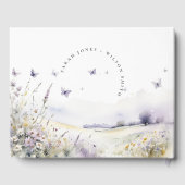 Lilac Wildblume Butterfly Field Landscape Wedding Gästebuch (Rückseite)
