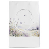 Lilac Wildblume Butterfly Field Landscape Wedding Mittlere Geschenktüte (Vorderseite)
