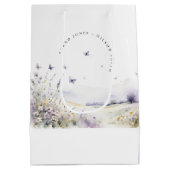 Lilac Wildblume Butterfly Field Landscape Wedding Mittlere Geschenktüte (Rückseite)