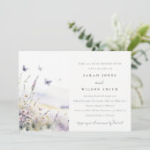 Lilac Wildblume Butterfly Field Probe Dinner Einladung (Stehend Vorderseite)