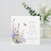 Lilac Wildblume Butterfly Garden Brautparty Einladung (Stehend Vorderseite)