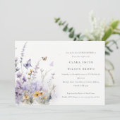 Lilac Wildblume Butterfly Garden Couples Dusche Einladung (Stehend Vorderseite)