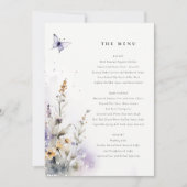 Lilac Wildblume Butterfly Garden Menu Card Einladung (Vorderseite)
