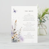 Lilac Wildblume Butterfly Garden Menu Card Einladung (Stehend Vorderseite)