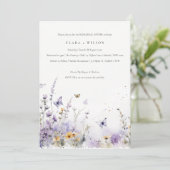 Lilac Wildblume Butterfly Garden Probe Abendessen Einladung (Stehend Vorderseite)