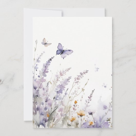 Lilac Wildblume Butterfly Garden Probe Abendessen Einladung (Rückseite)