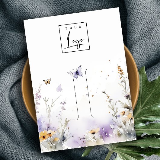 Lilac Wildblume Butterfly Hairpin Logo Display Visitenkarte
