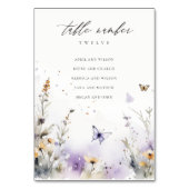 Lilac Wildblume Butterfly Hochzeitstabelle Tischnummer (Vorderseite)