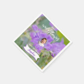 Lilac Wildblume Custom Baby Foto Happy Birthday Serviette (Ecke)