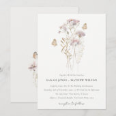 Lilac Wildblume Fern Botanische Wasserfarbenhochze Einladung (Vorne/Hinten)