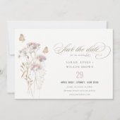 Lilac Wildblume Fern Botanische Wasserfarbenhochze Save The Date (Vorderseite)
