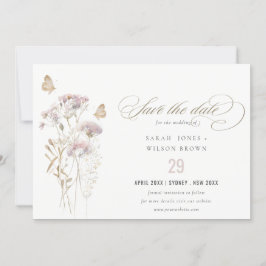 Lilac Wildblume Fern Botanische Wasserfarbenhochze Save The Date