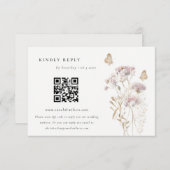 Lilac Wildblume Fern Foliage Wedding QR Code UAWG Begleitkarte (Vorne/Hinten)
