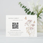 Lilac Wildblume Fern Foliage Wedding QR Code UAWG Begleitkarte (Stehend Vorderseite)