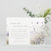 Lilac Wildblume Field Butterfly Landschaft Hochzei Dankeskarte (Stehend Vorderseite)