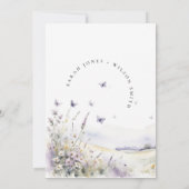 Lilac Wildblume Field Butterfly Landschaft Hochzei Einladung (Rückseite)