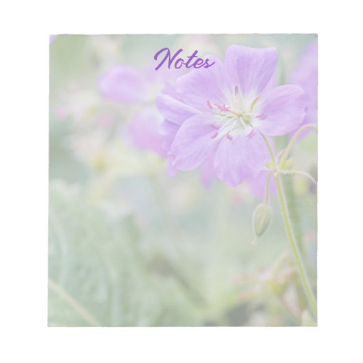 Lilac Wildblume Foto Geranium Botanische Blume Notizblock (Vorderseite)