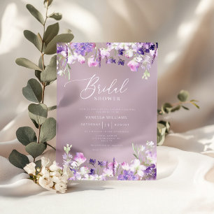 Lilac Wildblume lila Brautparty Acryleinladungen