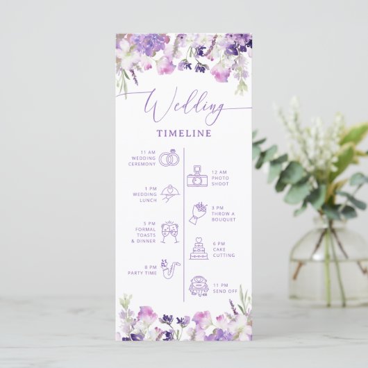 Lilac Wildblumen Hochzeitsprogramm Programm (Stehend Vorderseite)